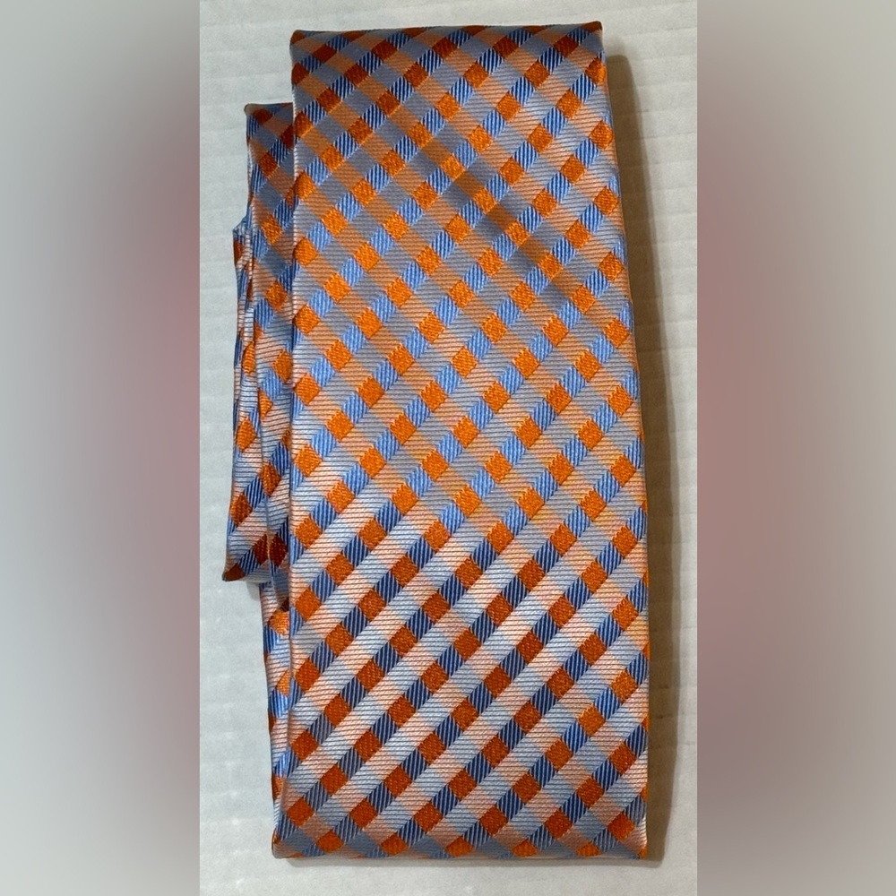 Nautica Collection 100% Silk Tie Orange Blue white